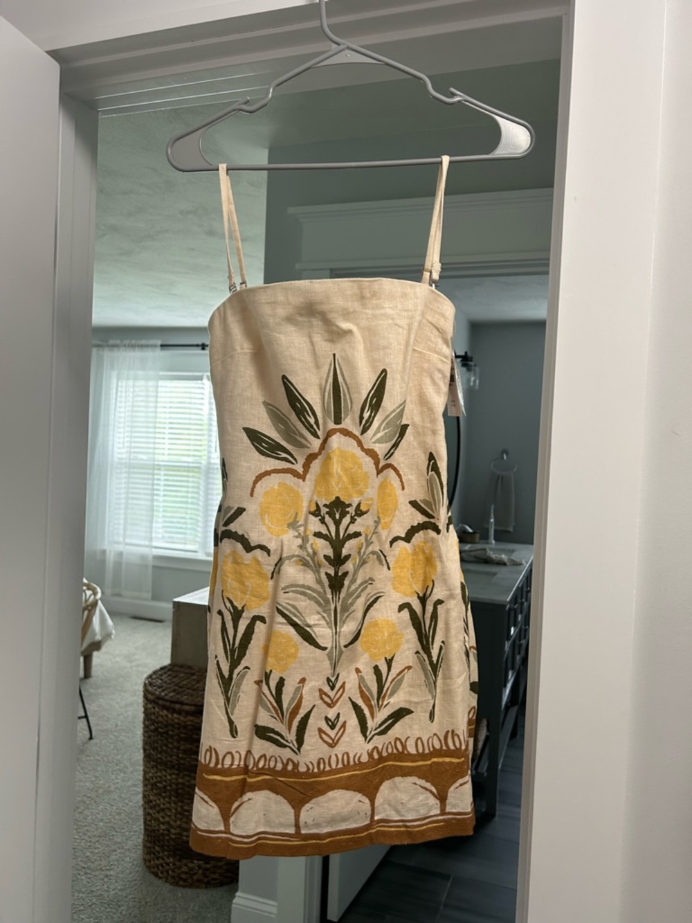 Abercrombie & Fitch Cream Midi Dress with Yellow & Olive Floral Print